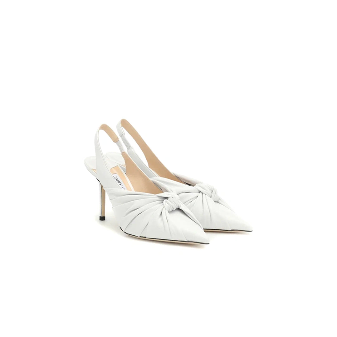 Jimmy Choo Annabell 85 White Nappa Leather Slingbacks