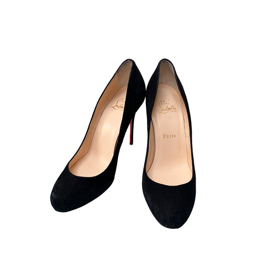 Load image into Gallery viewer, Christian Louboutin Black Suede Heels
