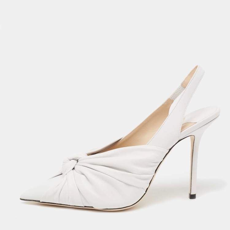 Jimmy Choo Annabell 85 White Nappa Leather Slingbacks