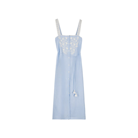 Louise Misha Blue Cotton Midi Dress