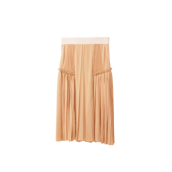 Chloe Beige Silk Pleated Skirt