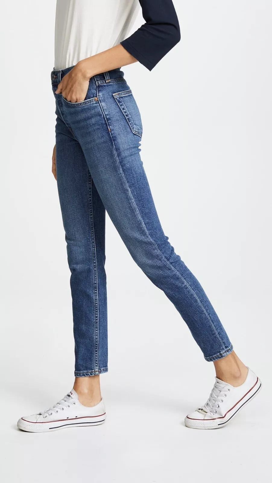 RE/DONE High Rise Ankle Crop Stretch Jeans