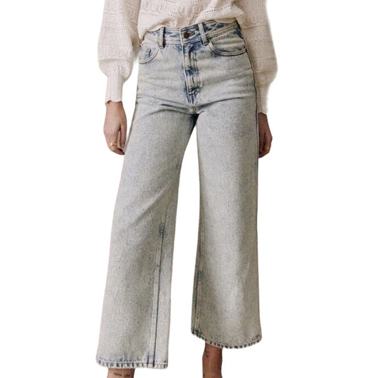 Sezane Acid Wash Wide Leg Jeans