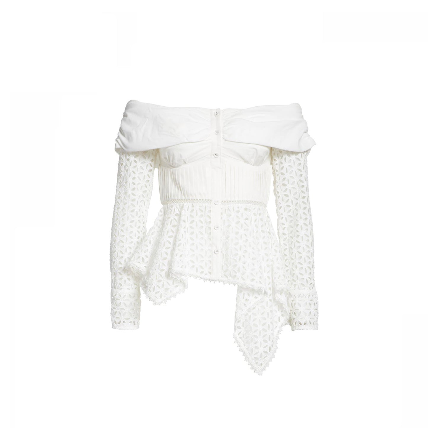 Load image into Gallery viewer, Self-Potrait Asymmetric Broderie Anglaise Top
