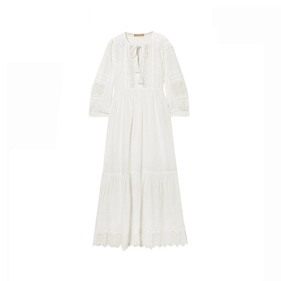 Load image into Gallery viewer, Vanessa Bruno Crocheted Lace-Trimmed White Cotton Midi Dress
