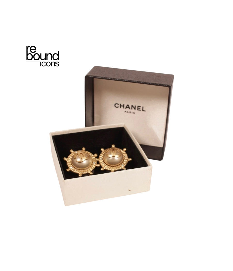 Chanel Vintage Pearl Logo Earrings