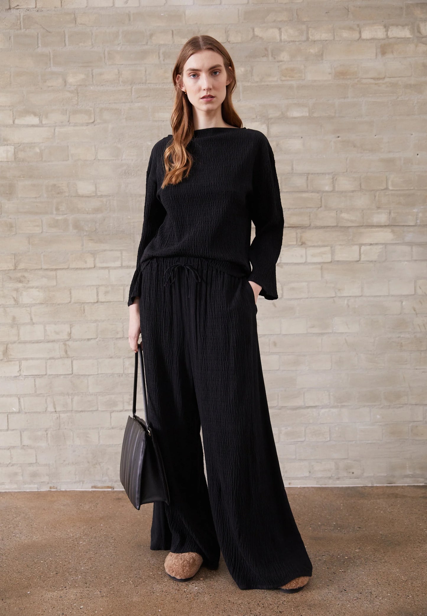 Load image into Gallery viewer, Malene Birger Black Pisca Tie Waist Trousers
