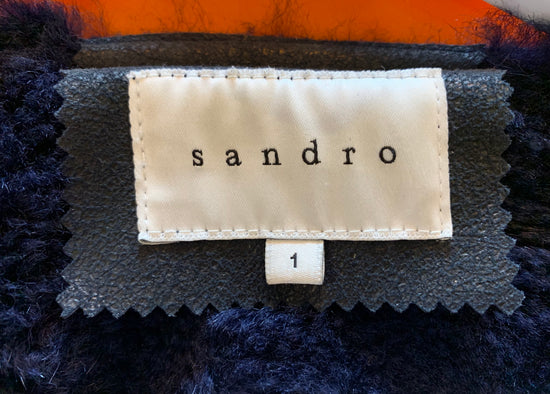 Load image into Gallery viewer, Sandro Navy Leather Biker Jacket
