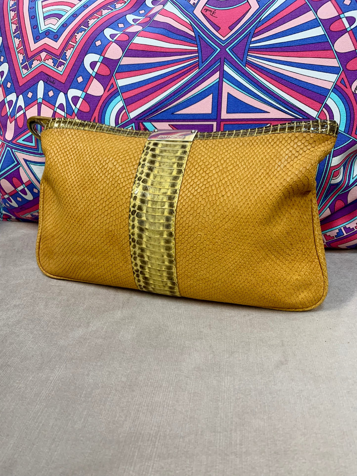 Jimmy Choo Yellow Suede Clutch Bag