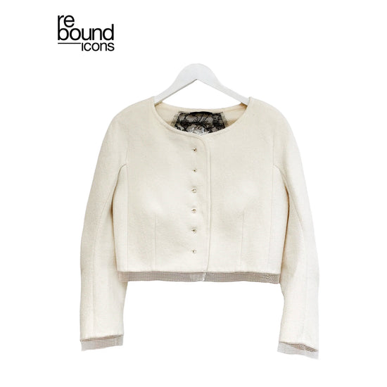 Load image into Gallery viewer, Vintage Rochas Cream Shimmer Jacket
