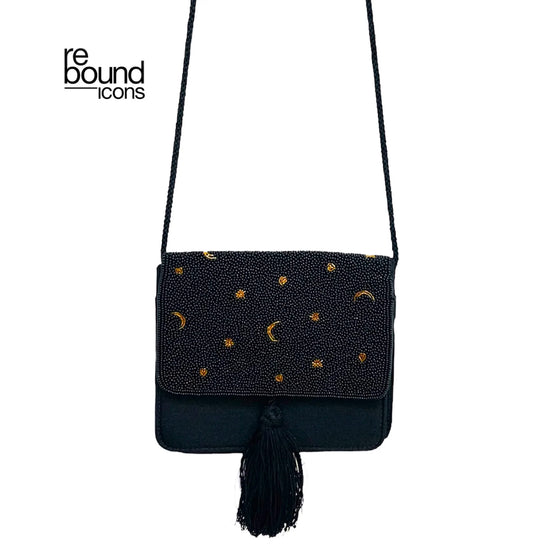 Vintage Hanae Mori Beaded Moon Stars Bag