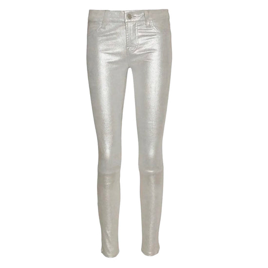J Brand Silver Metallic Stretch Leather Trousers