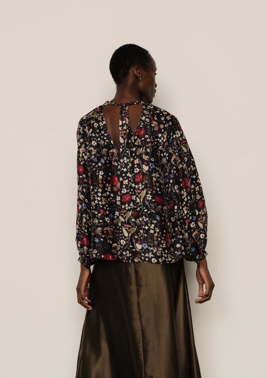 Load image into Gallery viewer, Lily &amp;amp; Lionel Floral Print Black Blouse
