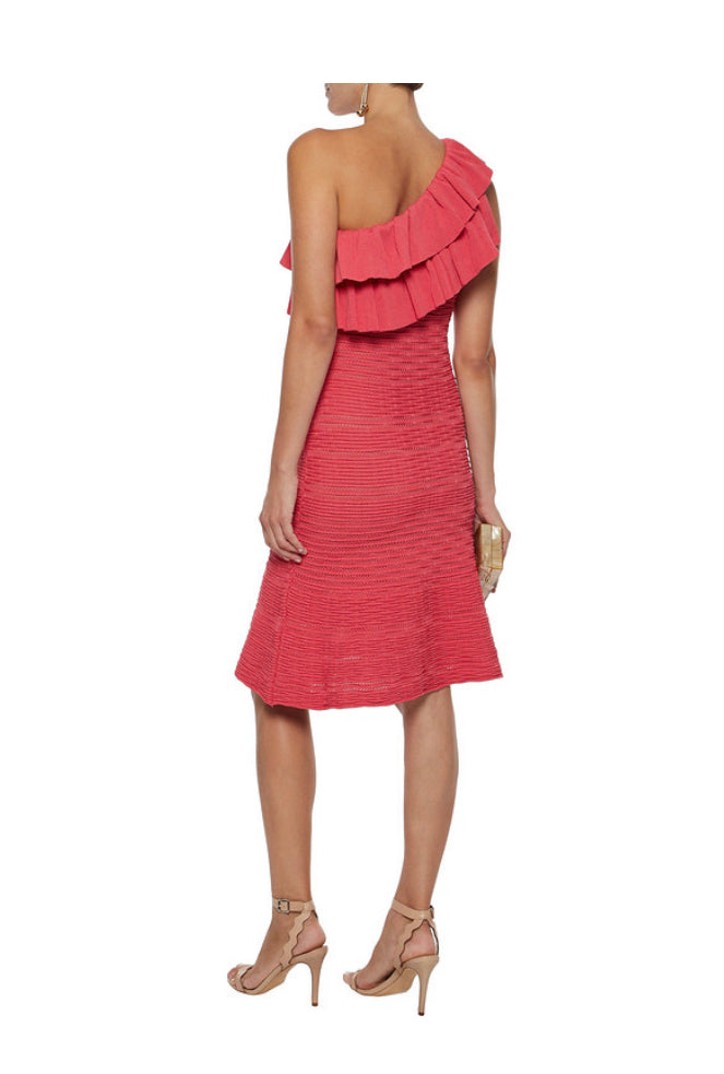 Load image into Gallery viewer, Rebecca Vallance One Shoulder Coral Dress
