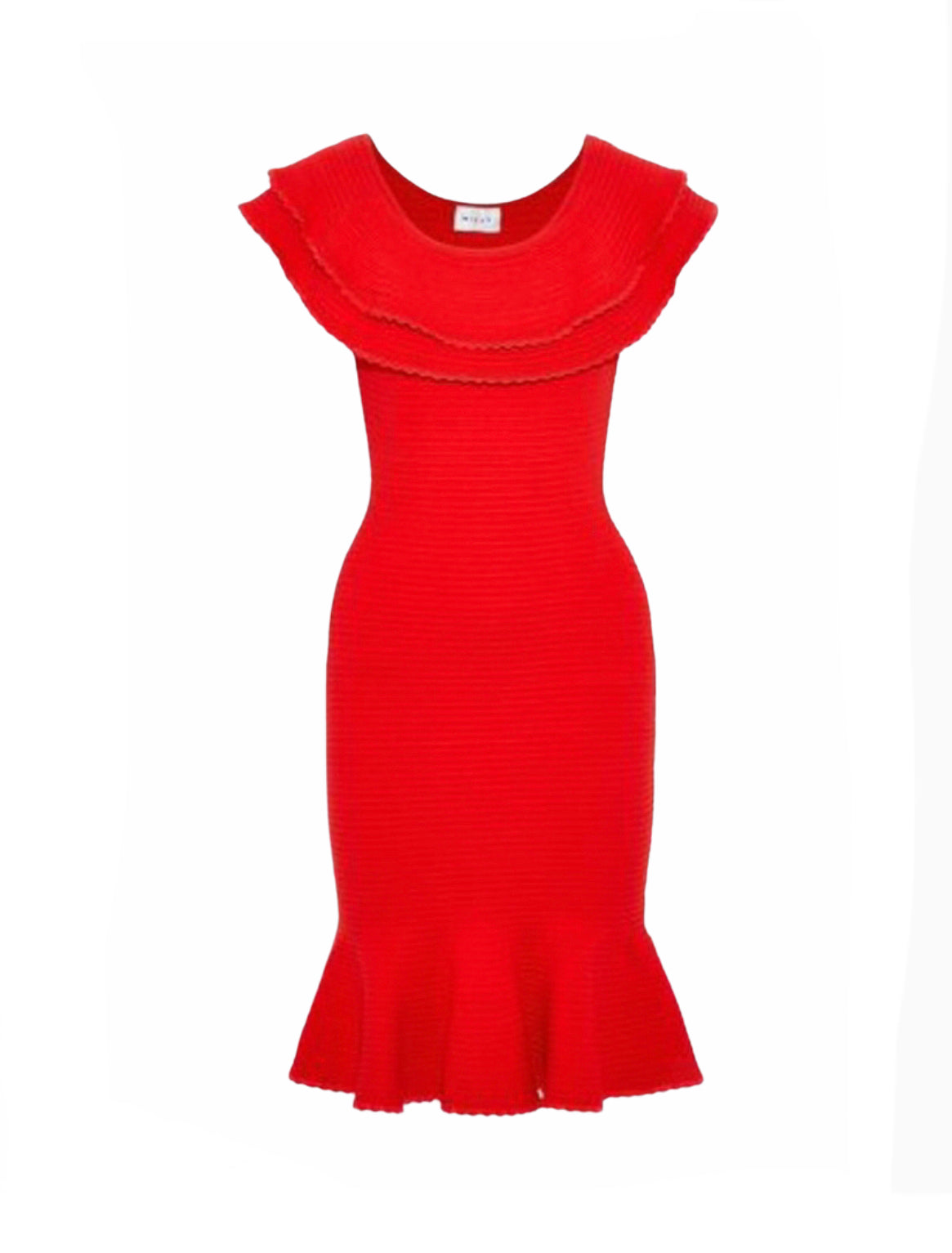 Load image into Gallery viewer, Milly Red Textured Flounce Dress- NWT
