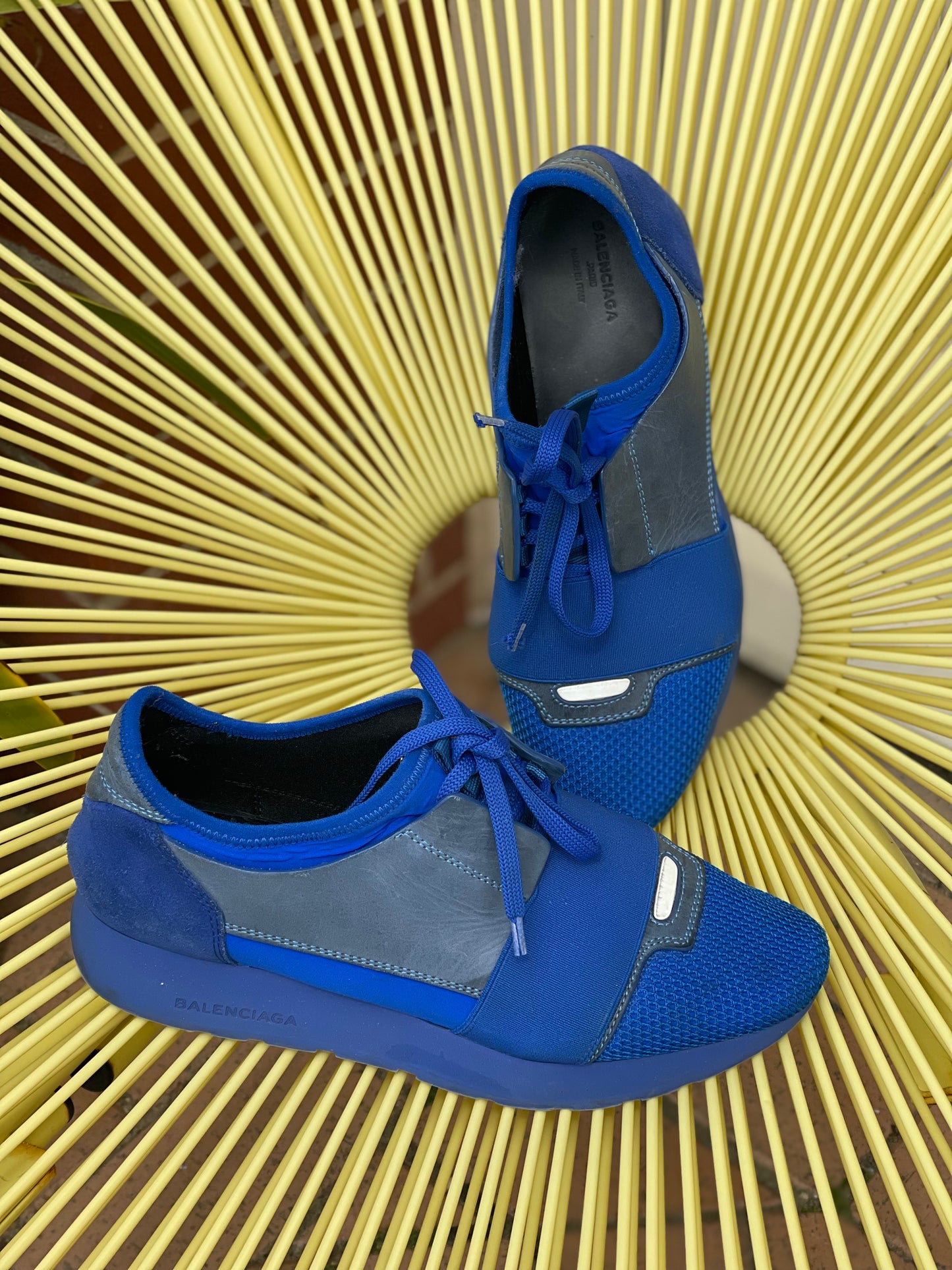 All blue halogen balenciaga race runners