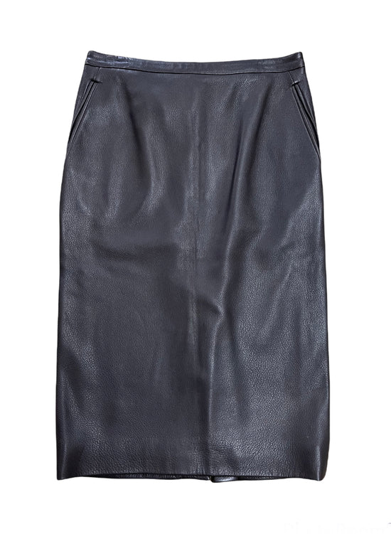 Hermes Chocolate Brown Leather Skirt