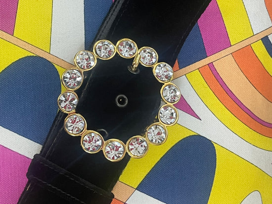 Vintage Yves Saint Laurent Black Velvet Jewel Belt