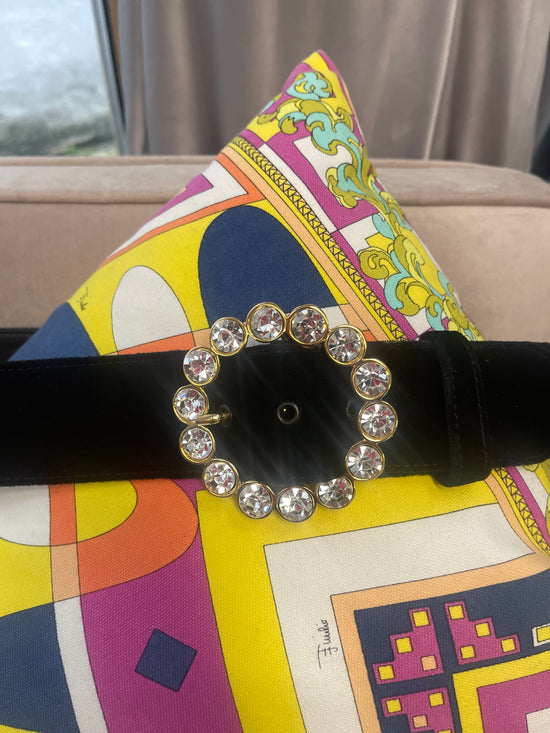 Load image into Gallery viewer, Vintage Yves Saint Laurent Black Velvet Jewel Belt
