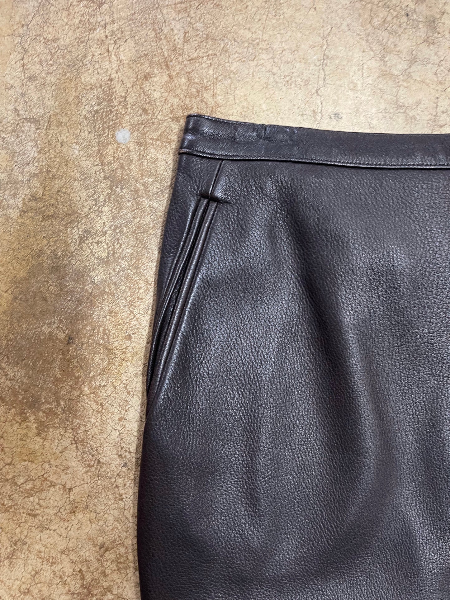 Hermes Chocolate Brown Leather Skirt