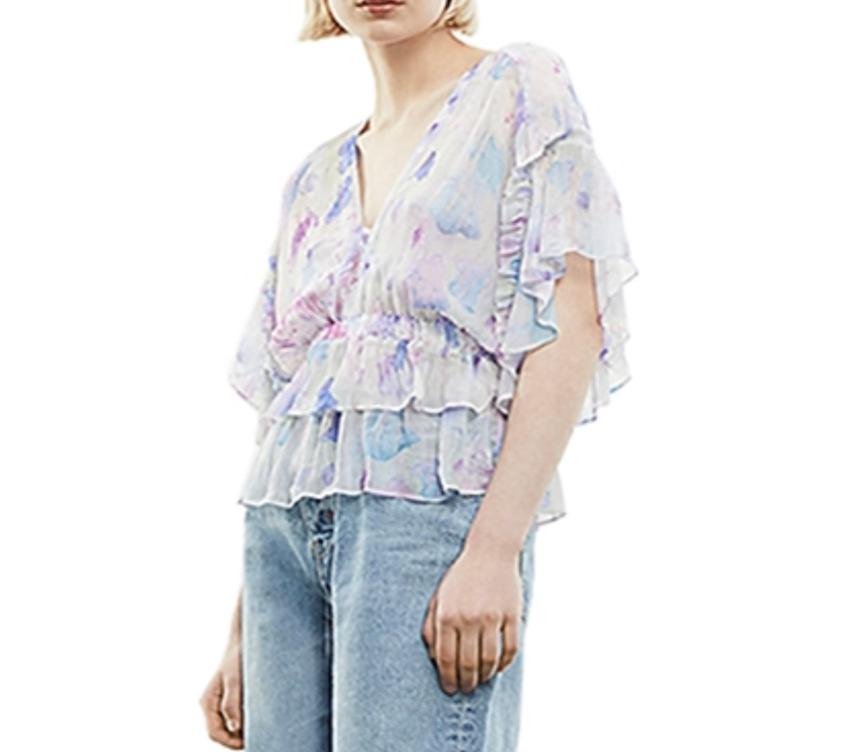 Load image into Gallery viewer, The Kooples Lilac Chiffon Top
