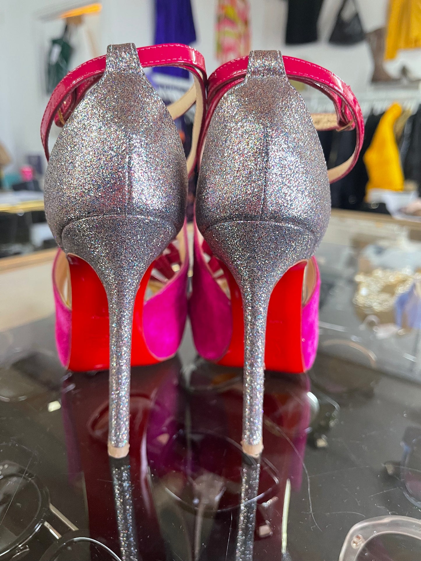 Hot pink louboutin sales