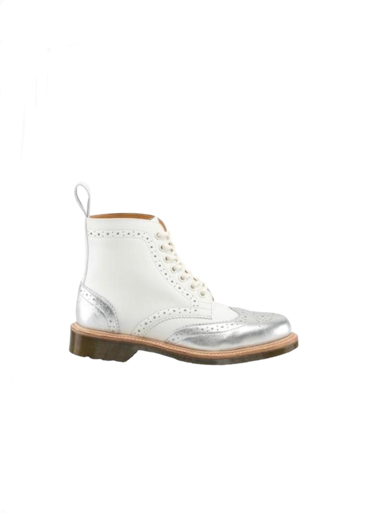 Load image into Gallery viewer, Dr Marten White/Silver Brogue Boots
