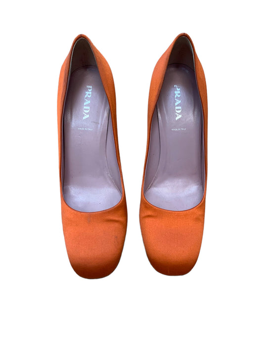 Prada Vintage Orange Silk Heels