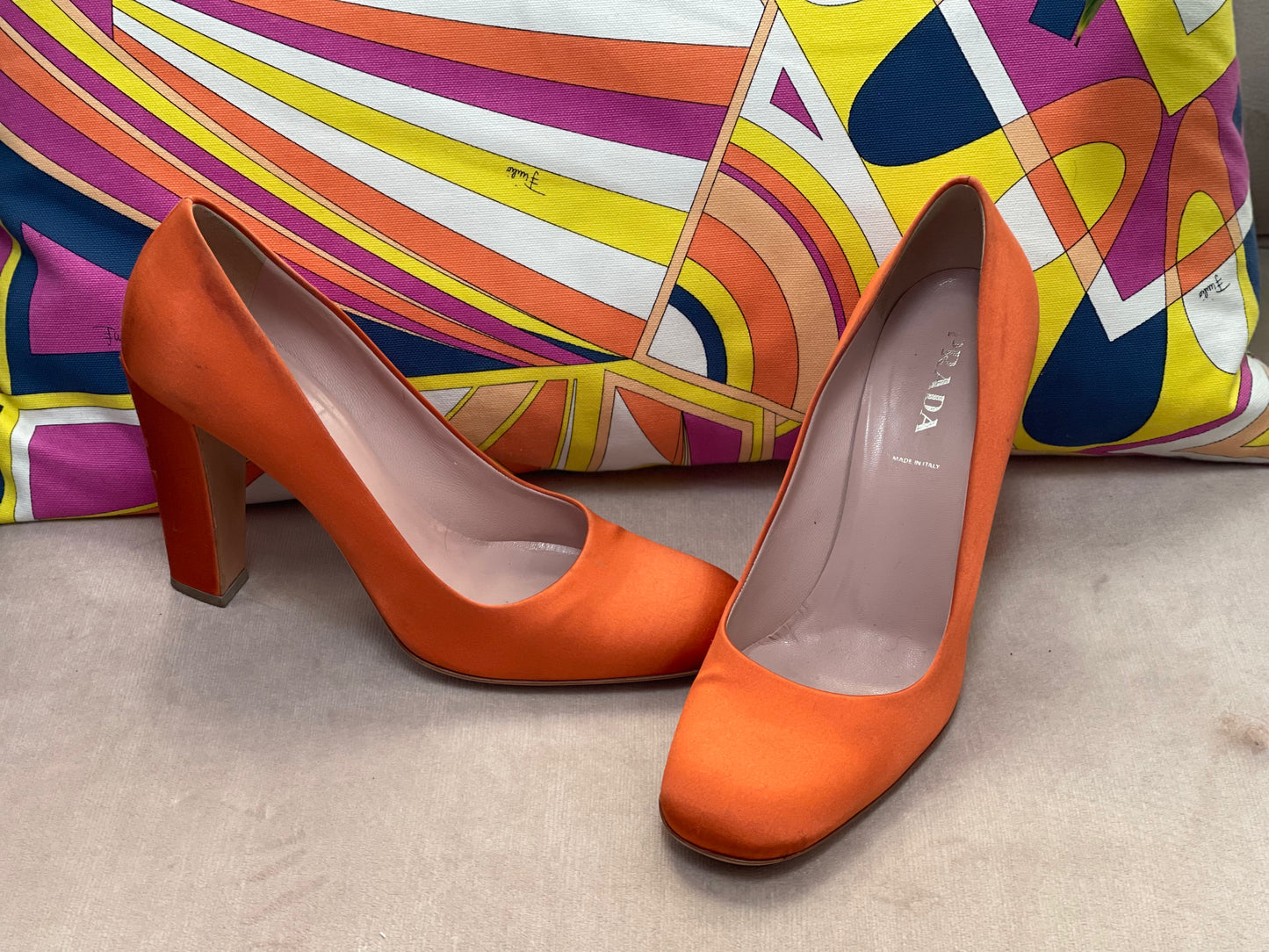 Orange 2025 prada heels