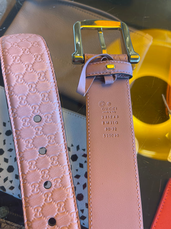 Gucci Pink Guccissima Embossed Belt