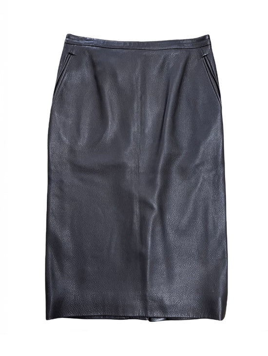 Load image into Gallery viewer, Hermes Chocolate Brown Leather Skirt
