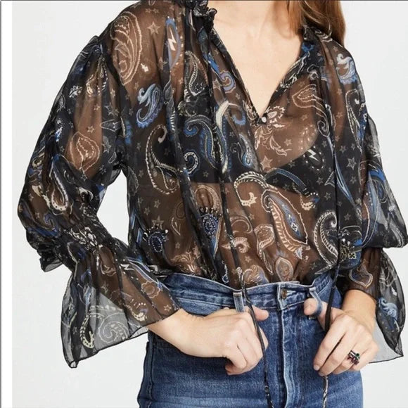 Zadig & Voltaire Paisley Printed Smocked Blouse