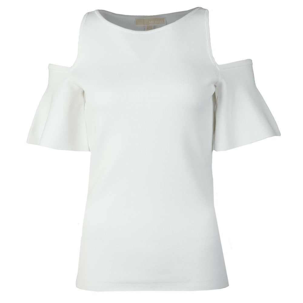 Michael Kors White Bell Sleeved Cut-Out Top