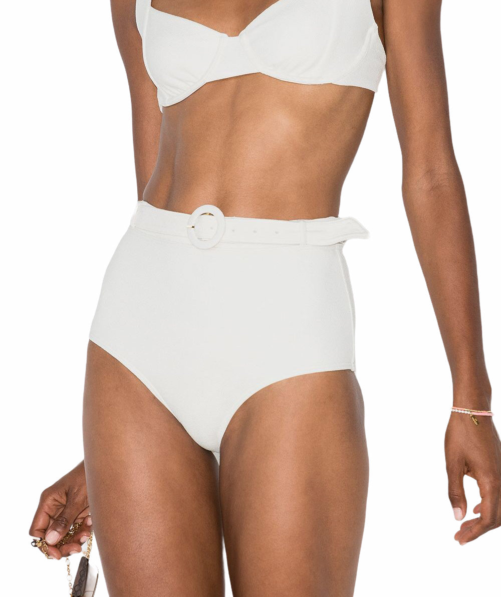 Peony Belted White High Waisted Bikini Set - NWT